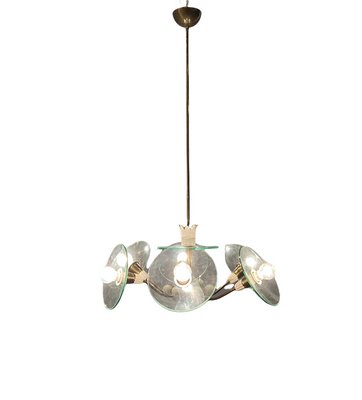 Brass Glass Chandelier by Pietro Chiesa for Fontana Arte, 1940s-JJC-1138811