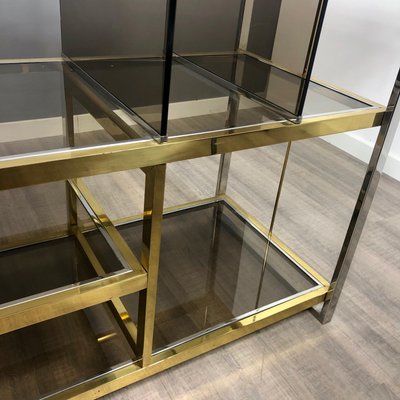 Brass, Glass & Chrome Console Sideboard by Serantoni & Arcangeli, 1970s, Italy-LYQ-1171619