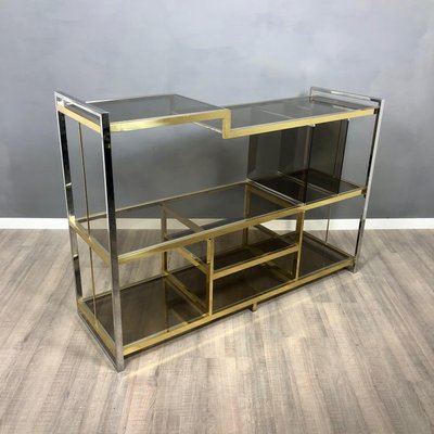 Brass, Glass & Chrome Console Sideboard by Serantoni & Arcangeli, 1970s, Italy-LYQ-1171619