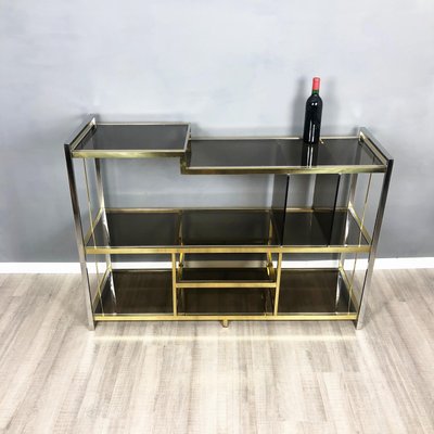 Brass, Glass & Chrome Console Sideboard by Serantoni & Arcangeli, 1970s, Italy-LYQ-1171619