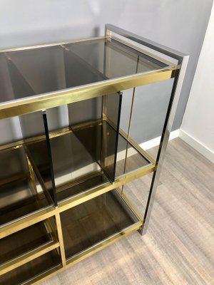 Brass, Glass & Chrome Console Sideboard by Serantoni & Arcangeli, 1970s, Italy-LYQ-1171619