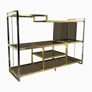 Brass, Glass & Chrome Console Sideboard by Serantoni & Arcangeli, 1970s, Italy-LYQ-1171619