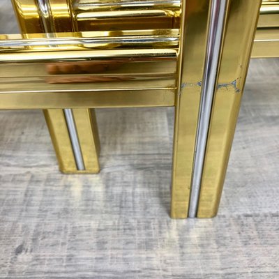 Brass, Glass & Chrome Side Coffee Tables, 1970s, Set of 3-LYQ-1171775