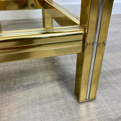 Brass, Glass & Chrome Side Coffee Tables, 1970s, Set of 3-LYQ-1171775