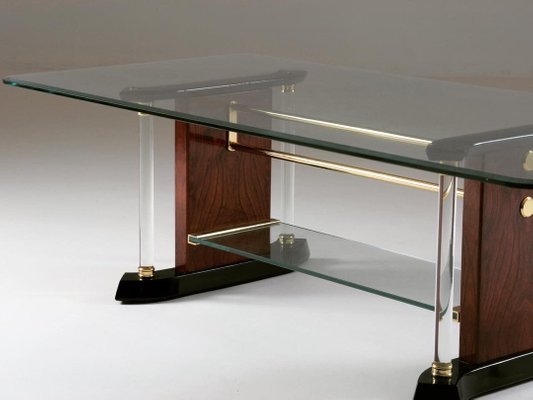 Brass & Glass Coffee Table, 1970s-OTV-1440606