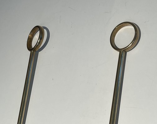 Brass & Glass Fireplace Tools, 1970s, Set of 5-BA-1481483