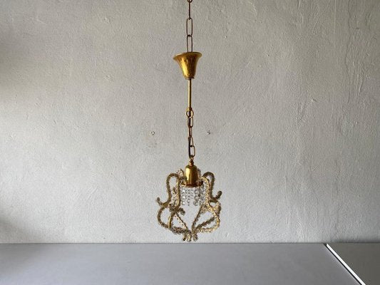 Brass & Glass Flower Bead Ceiling Lamp by Emil Stejnar for Rupert Nikoll, 1950s-RDS-1146571