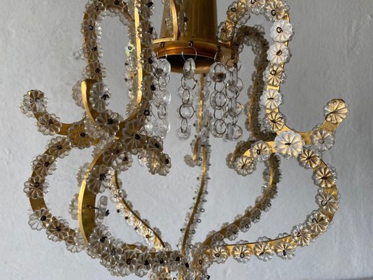 Brass & Glass Flower Bead Ceiling Lamp by Emil Stejnar for Rupert Nikoll, 1950s-RDS-1146571