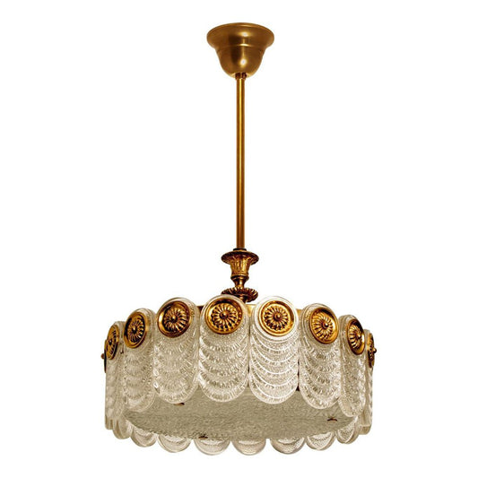 Brass & Glass Light Fixture from Kaiser Leuchten, 1960s