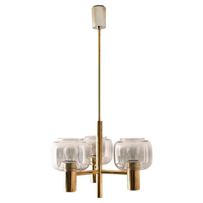 Brass & Glass Pendant Light in the style of Jakobsson, 1970s-VDW-1392604