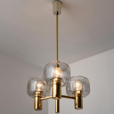 Brass & Glass Pendant Light in the style of Jakobsson, 1970s-VDW-1392604