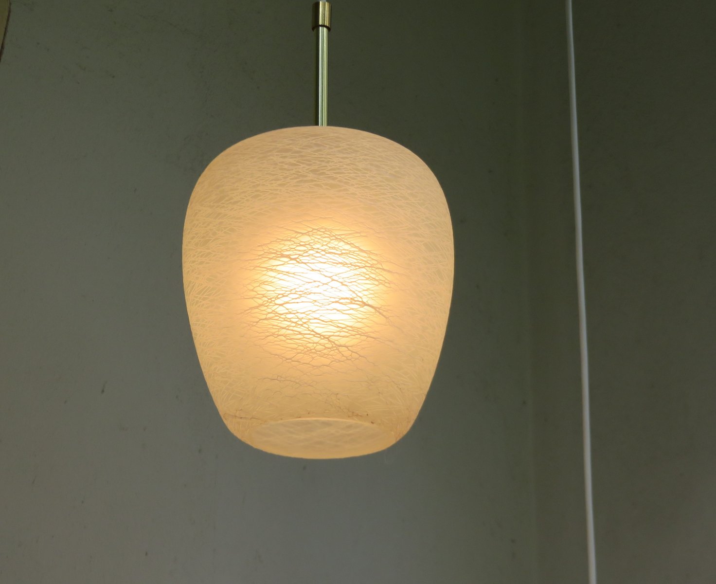 Brass & Glass Shield Cascade Ceiling Light, 1950s