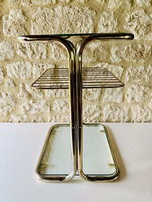 Brass & Glass Side Table with Magazine Rack, 1970s-OJT-2016080