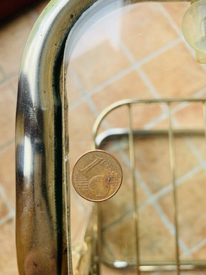 Brass & Glass Side Table with Magazine Rack, 1970s-OJT-2016080