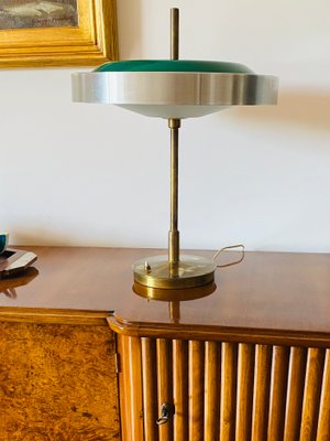 Brass & Glass Table or Desk Lamp by Oscar Torlasco for Lumi, 1960s-TXN-1386197