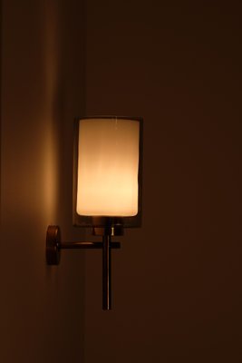 Brass & Glass Wall Lamp, Sweden, 1950s-QU-1798512