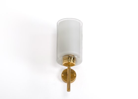 Brass & Glass Wall Lamp, Sweden, 1950s-QU-1798512