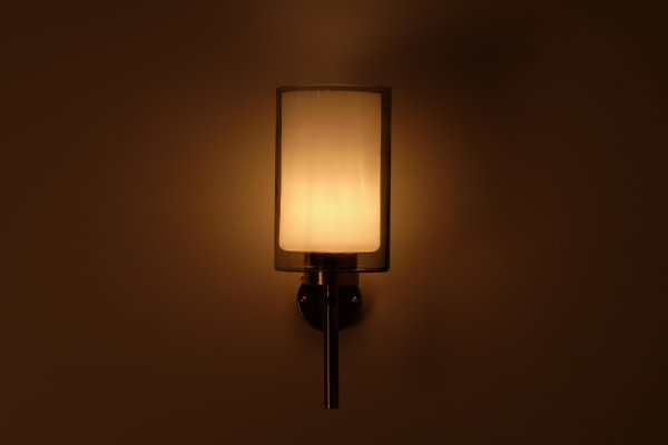 Brass & Glass Wall Lamp, Sweden, 1950s-QU-1798512