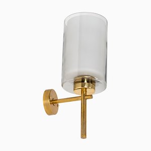 Brass & Glass Wall Lamp, Sweden, 1950s-QU-1798512