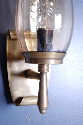 Brass & Glass Wall Lights, 1940s, Set of 2-XSG-1156037