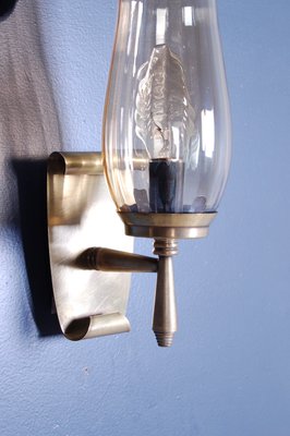 Brass & Glass Wall Lights, 1940s, Set of 2-XSG-1156037