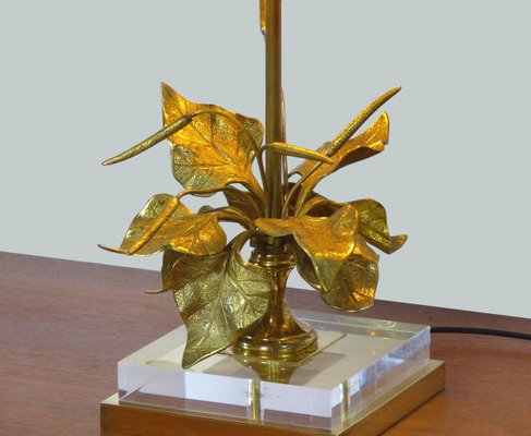 Brass Gold Table Lamp with Foliage-DQG-898050