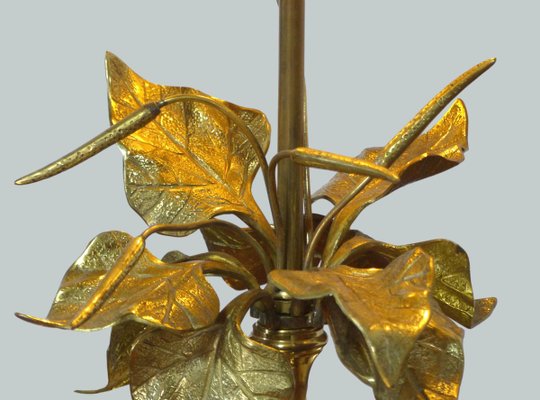 Brass Gold Table Lamp with Foliage-DQG-898050