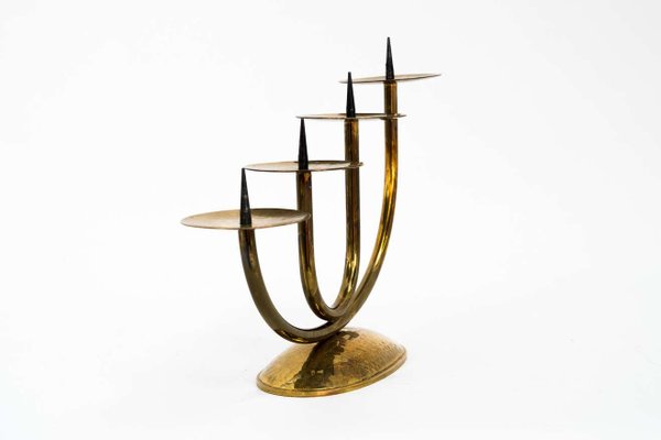 Brass Hammered Candleholder, 1950s-SPD-1110145