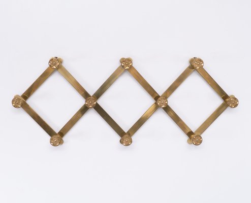 Brass Harmonica Coat Rack, Italy, 1970s-GCG-1377237