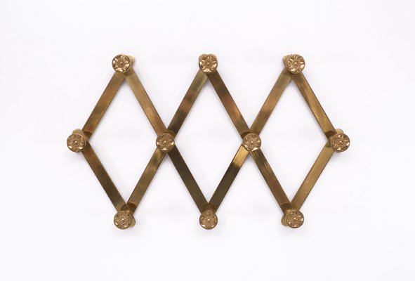 Brass Harmonica Coat Rack, Italy, 1970s-GCG-1377237