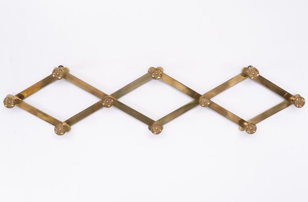 Brass Harmonica Coat Rack, Italy, 1970s-GCG-1377237