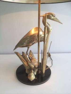 Brass Heron Table Lamp, 1970s-BA-1365473