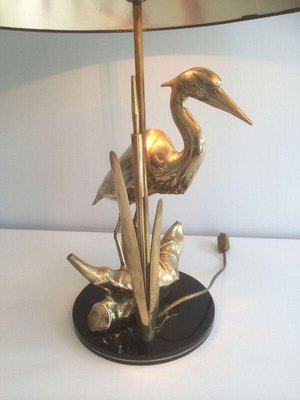 Brass Heron Table Lamp, 1970s-BA-1365473