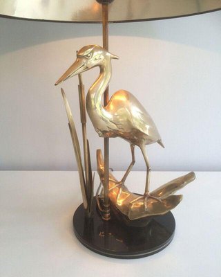 Brass Heron Table Lamp, 1970s-BA-1365473