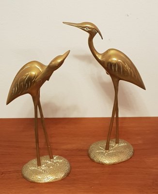 Brass Herons Cranes, 1970s, Set of 2-QDP-586331