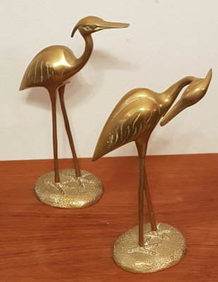 Brass Herons Cranes, 1970s, Set of 2-QDP-586331