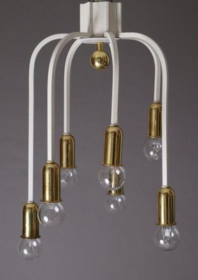 brass Hollywood Regency White Waterfall Ceiling Lamp in the style of Stilnovo-ESB-1376533