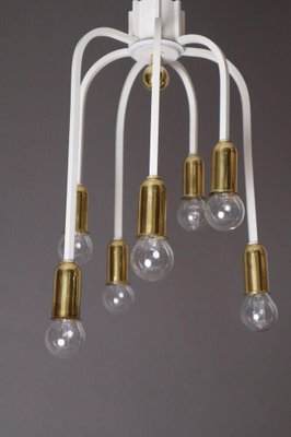 brass Hollywood Regency White Waterfall Ceiling Lamp in the style of Stilnovo-ESB-1376533