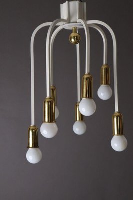 brass Hollywood Regency White Waterfall Ceiling Lamp in the style of Stilnovo-ESB-1376533