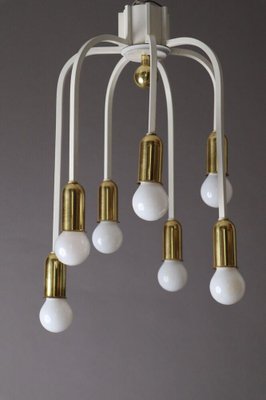 brass Hollywood Regency White Waterfall Ceiling Lamp in the style of Stilnovo-ESB-1376533