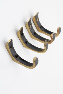 Brass Hooks in the style of Carl Auböck, 1950s, Set of 4-ZWH-1787550