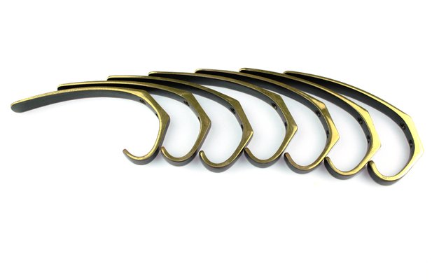 Brass Hooks in the style of Carl Auböck, 1950s, Set of 7-ZWH-669407