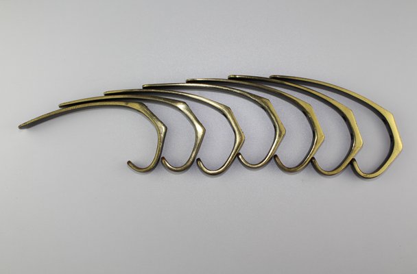 Brass Hooks in the style of Carl Auböck, 1950s, Set of 7-ZWH-669407