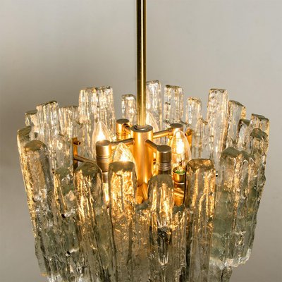 Brass & Ice Glass Pendant by J.T. Kalmar for ISA, 1970s-VDW-915293