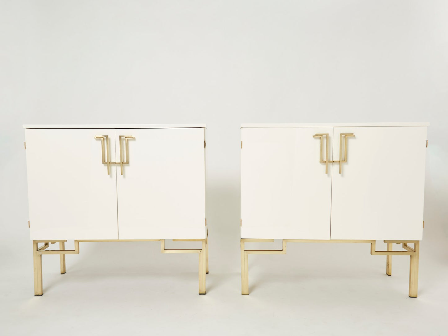 Brass Lacquered Cabinet Bar by Guy Lefevre for Maison Jansen, 1970s , Set of 2