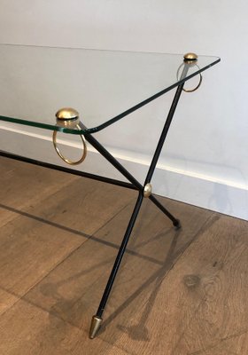 Brass Lacquered Metal Table in the style of Jacques Adnet, 1950s-BA-1498281