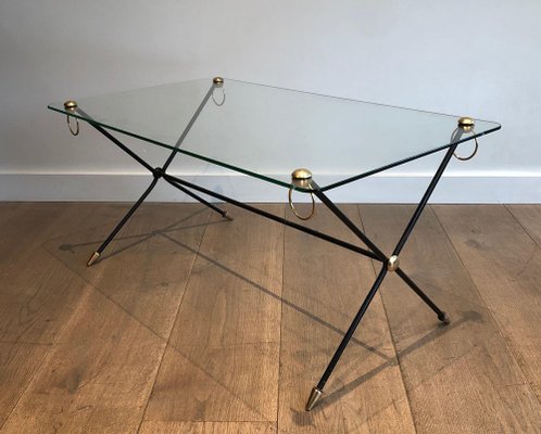 Brass Lacquered Metal Table in the style of Jacques Adnet, 1950s-BA-1498281