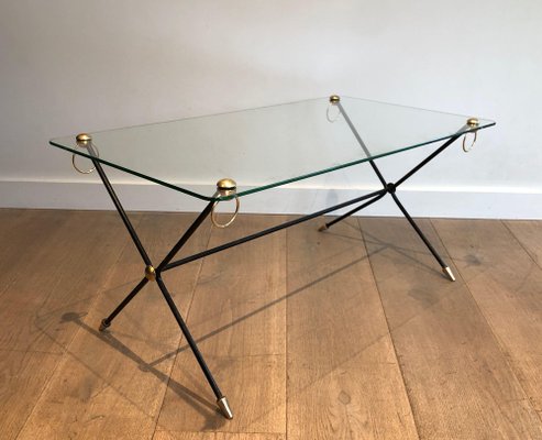 Brass Lacquered Metal Table in the style of Jacques Adnet, 1950s-BA-1498281