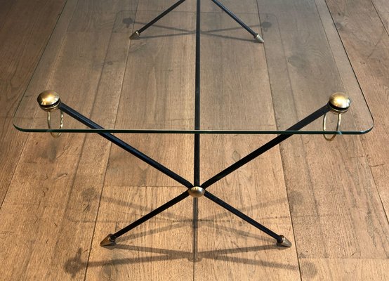 Brass Lacquered Metal Table in the style of Jacques Adnet, 1950s-BA-1498281