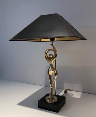 Brass Lamp Representing a Stylized Dancer, 1970s-BA-1383683